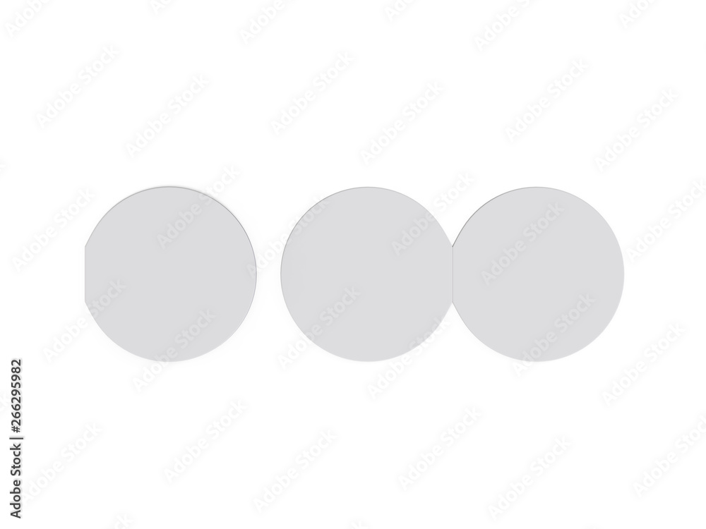 Circle bi fold brochure mock up template on isolated white background, blank white template for  presentation design. 3d illustration