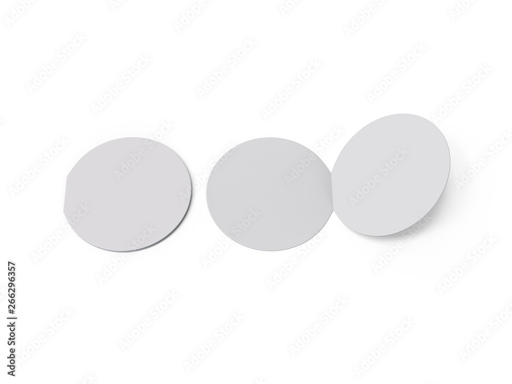 Circle bi fold brochure mock up template on isolated white background, blank white template for presentation design. 3d illustration Circle bi fold brochure mock up template on isolated white background, blank white template for presentation design. 3d illustration