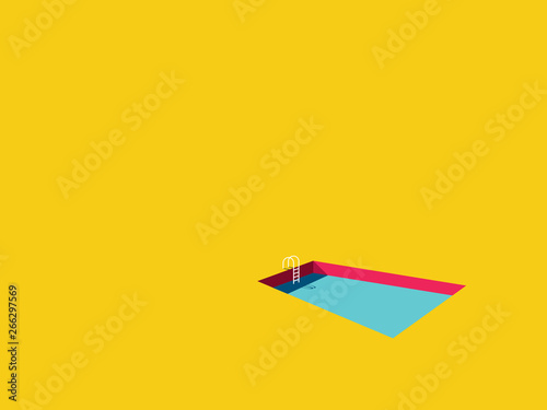 Swimming pool vectorcartoon in bright colorful style. Symbol of summer holiday, vacation, relax, leisure.