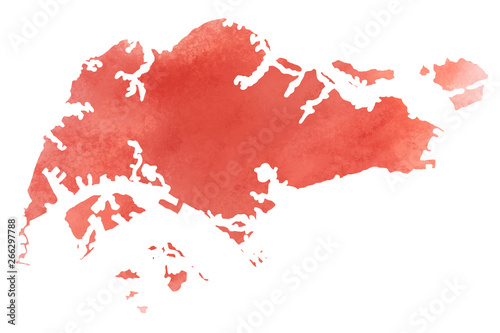 Photography Colorful watercolor Singapore map on canvas background