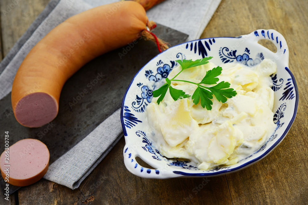 Kartoffelsalat mit Fleischwurst Stock Photo | Adobe Stock