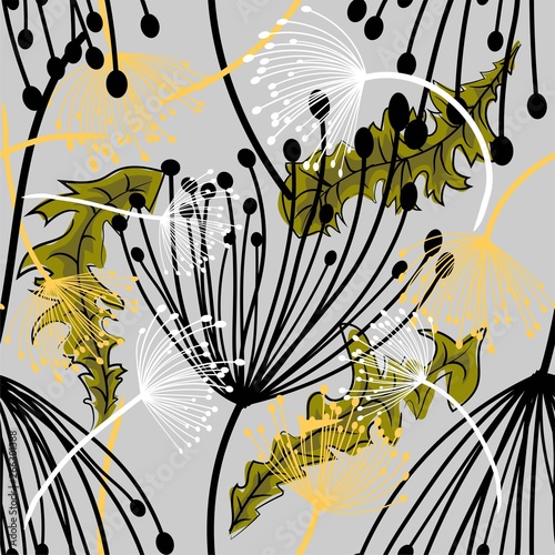Dandelions fluff seamless pattern vector illustration eps 10.