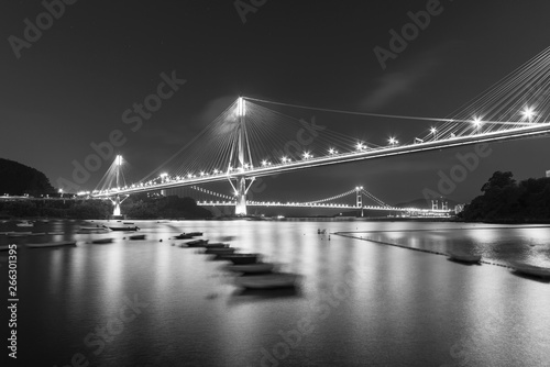 Ting Kau Bridge and Tsing Ma Bridge in Hong Kong at night