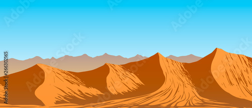 sand dunes in desert. Vector illustration.
