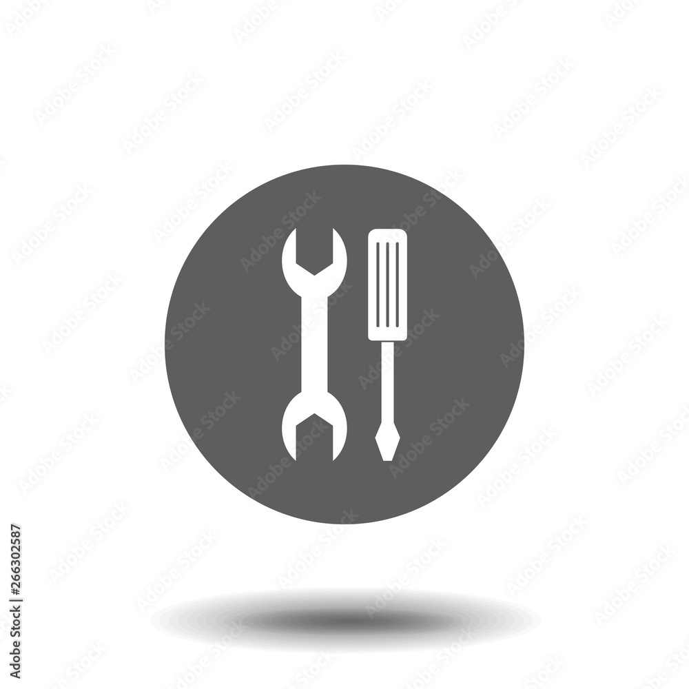 Wrench and screwdriver icon isolated on background Wrench and screwdriver icon isolated on background