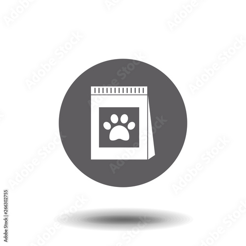 Pet cat food bag sign simple icon on background