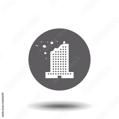 Crash Building Logo. Explosion in a building. Isolated on background EPS10
