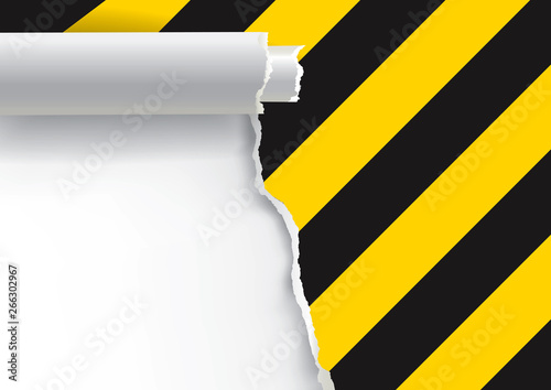Ripped Paper backgro With Construction Sign.  Illustration of ripped paper with construction sign with place for your image or text. Vector available.