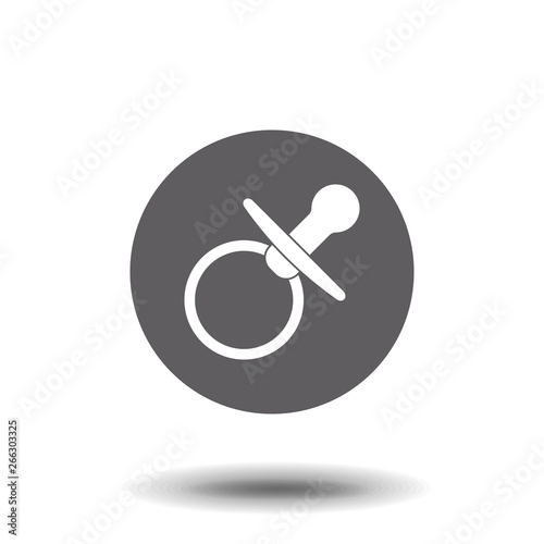 Soother icon. silhouette pacifier isolated on background. Vector illustration flat design. Nipple pictogram. Toy of a child.