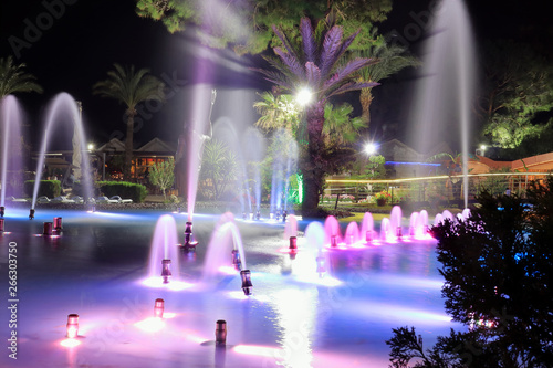 fountain at night with lighting