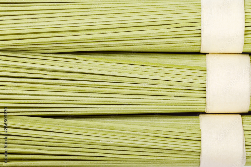Green Tea Soba Noodles isolated .Top View. Background Green Tea Soba Noodles isolated .Top View. Background