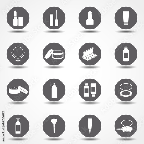Cosmetics Solid Web Icons. Vector Set of Beauty Glyphs.