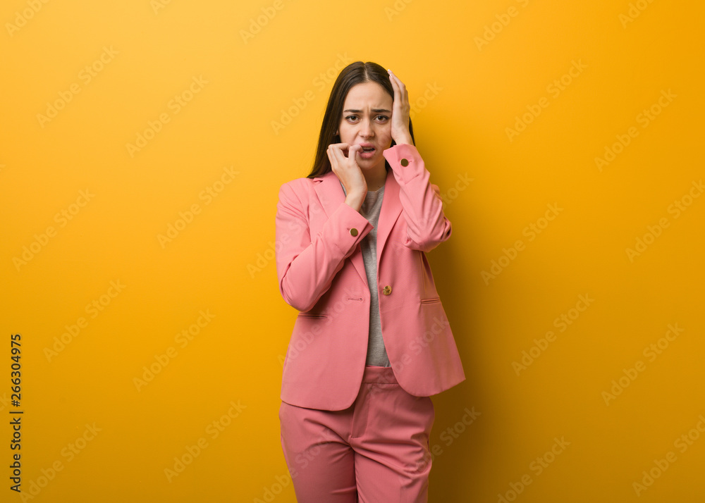 Young modern business woman desperate and sad Young modern business woman desperate and sad