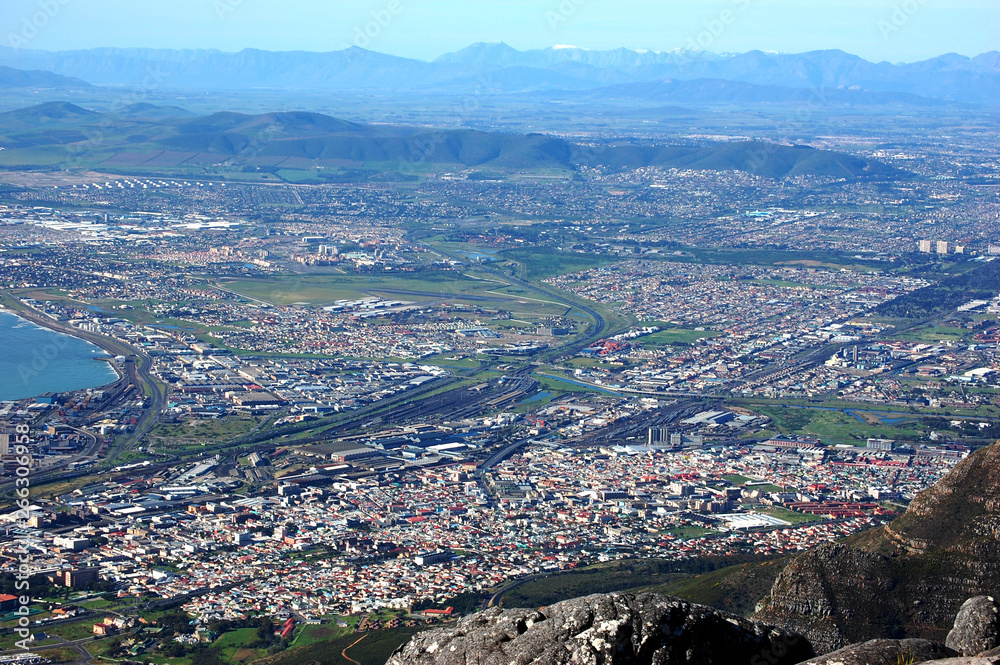 View from Table Mountain, cityscape below 