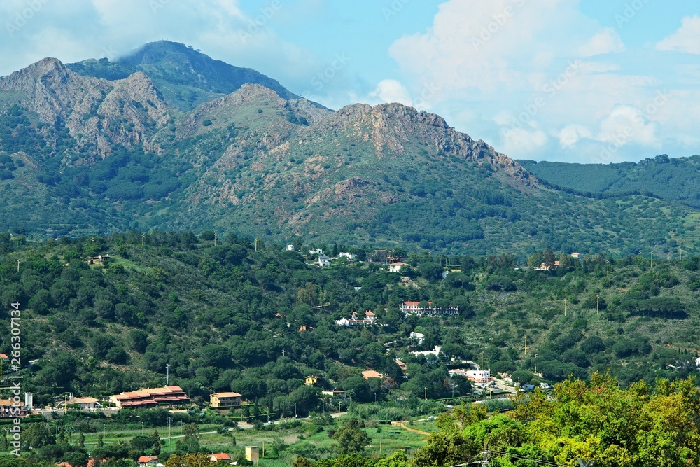 Italy-outlook from town Capoliveri on mountains on the island of Elba
