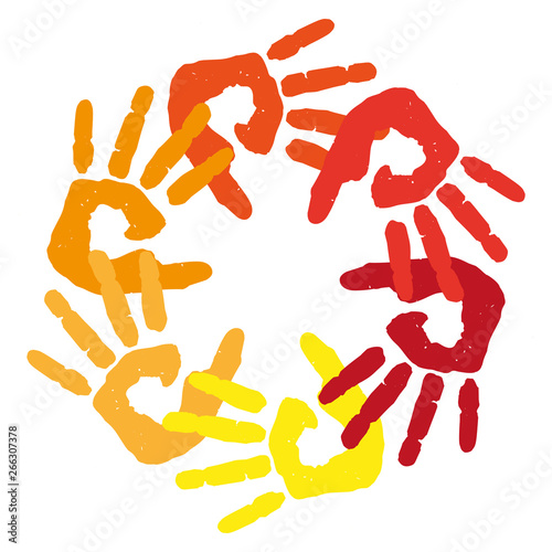 Handflächen kreis rot