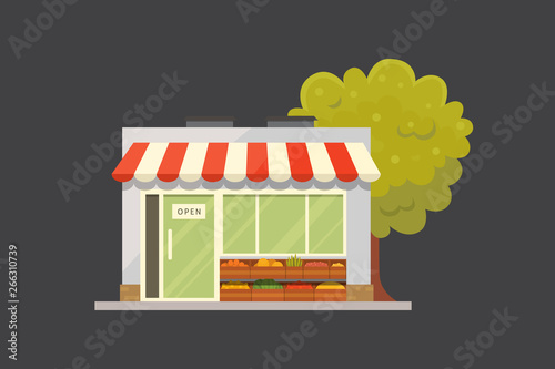 Shop store building front view vector illustration