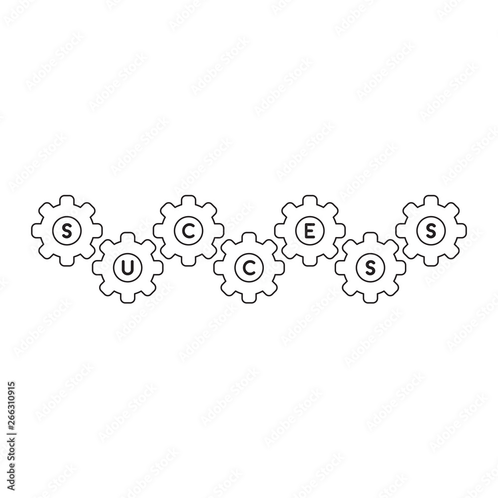 Vector icon concept of success word inside gears. Black outline. Vector icon concept of success word inside gears. Black outline.