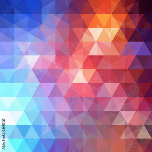 Abstract vector background with orange  purple  blue triangles. Colorful geometric vector illustration. Creative design template.