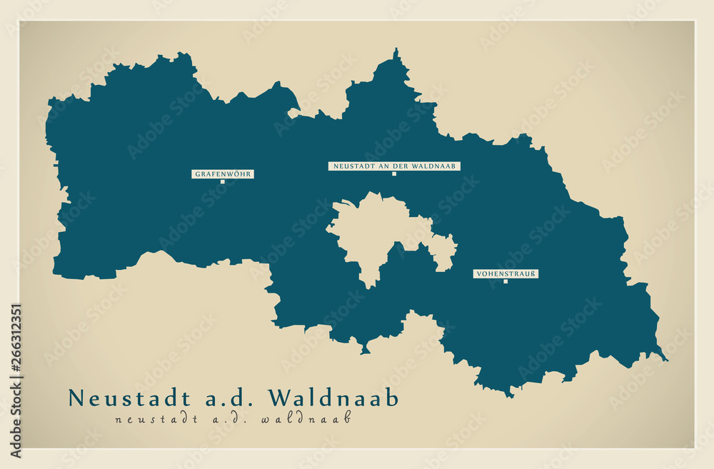 Modern Map - Neustadt a.d. Waldnaab county of Bavaria DE