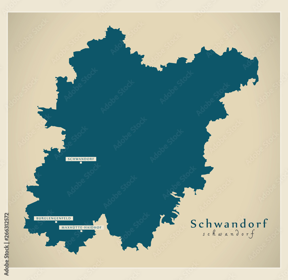 Modern Map - Schwandorf county of Bavaria DE