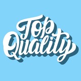 Top quality hand lettering with 3D shadow on retro blue background. Brush calligraphy vector illustration.