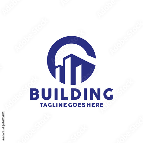 Modern and Creative Building Logo Concepts. Urban Symbols and Icons with Geometry and Simple Forms. Elegant Apartment Rental Company Logo.