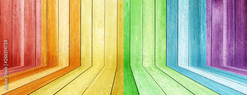 LGBT pattern wood texture table perspective . Vintage variety of colors LGBT tone on timber texture background . photo