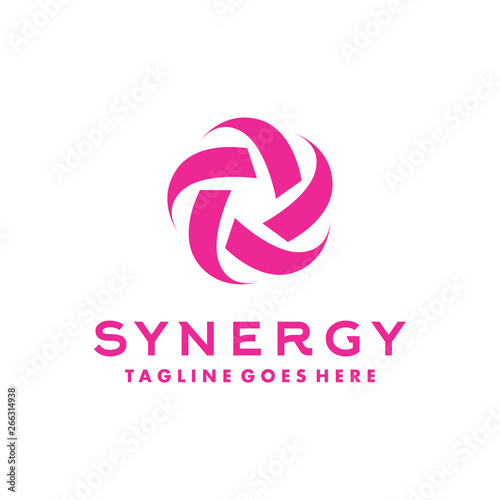 Synergy Logo For Company. Technology Icon And Digital Vector. Modern Symbol Design Inspiration. Vector Community Circle Design.