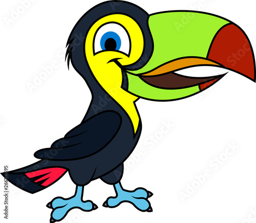 Cute Vector cartoon rainbow-billed toucan