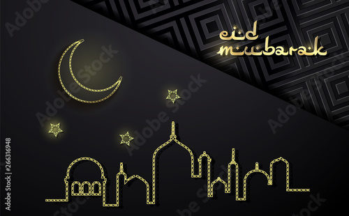 Ramadan kareem with golden luxurious crescen template islamic ornate greeting card vector 