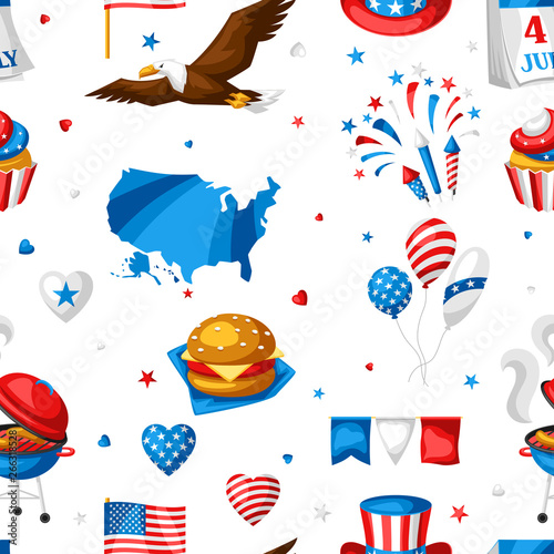 Fourth of July Independence Day seamless pattern.