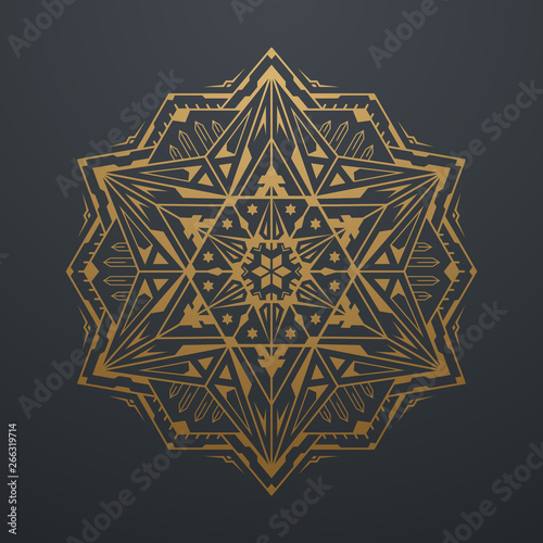 Luxury Gold Abstract Geometric Mandala Art Pattern. on black background. Vector illustration