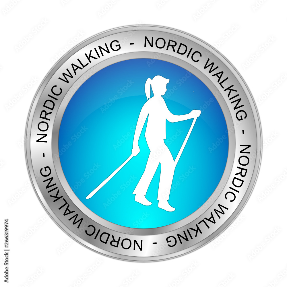 Nordic Walking Button - 3D illustration Nordic Walking Button - 3D illustration