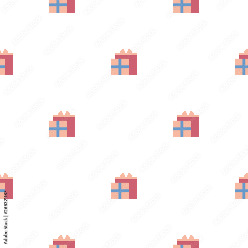 Seamless pattern with gift boxes on the white background.