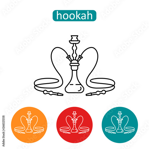 East hookah outline icons set.