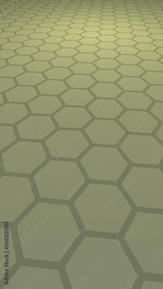 Honeycomb with color lighting, on a gray background. Perspective view on polygon look like honeycomb. Isometric geometry. Vertical image orientation. 3D illustration Honeycomb with color lighting, on a gray background. Perspective view on polygon look like honeycomb. Isometric geometry. Vertical image orientation. 3D illustration