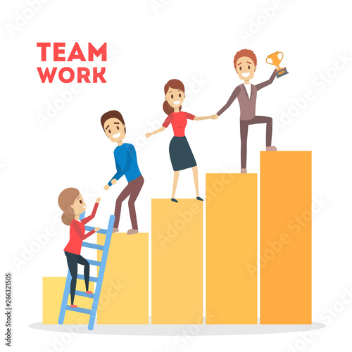 Successful mission and teamwork web banner concept