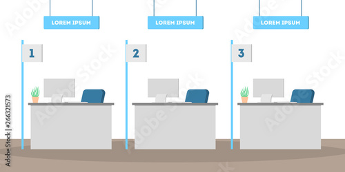Bank office interior. Empty room. Finance service