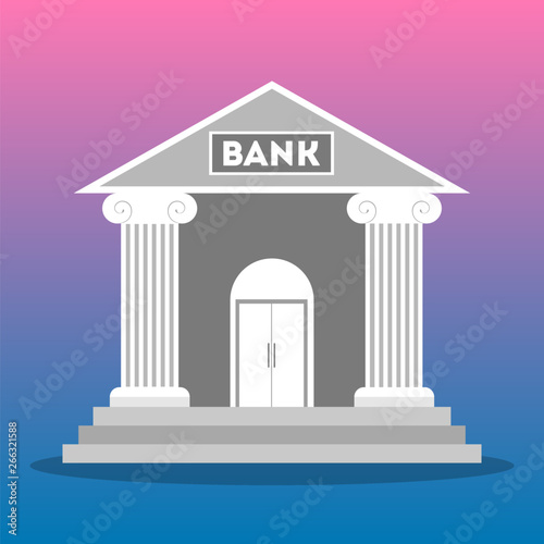 White bank building front view