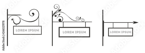 Retro signboard. Old, vintage element made of metal