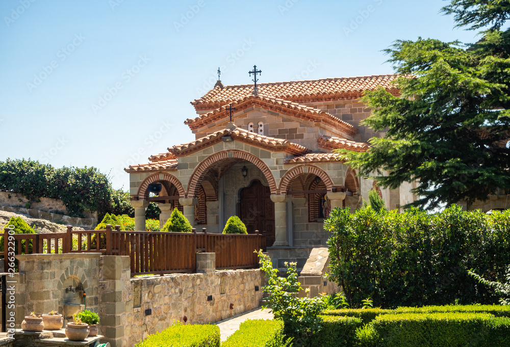 Obraz premium Small stone chapel in Meteora Monastery of St. Stephen, Greece
