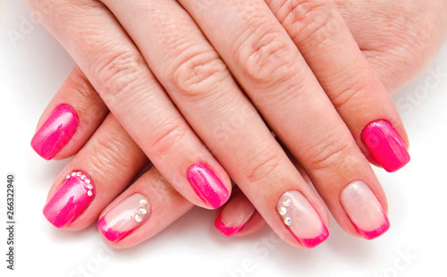  Woman s nails with beautiful manicure fashion design