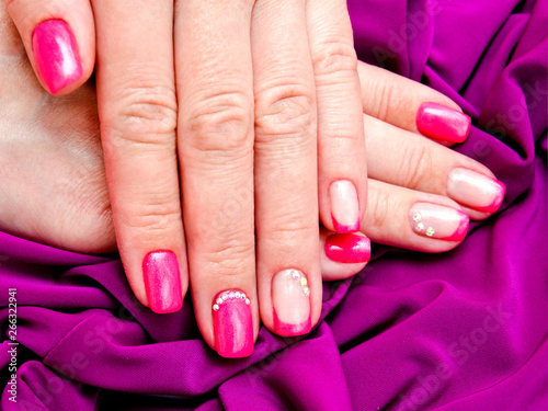  Woman's nails with beautiful manicure fashion design