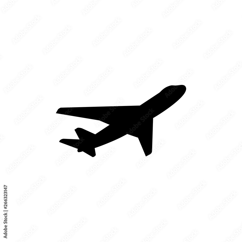 Airplane Icon In Flat Style Vector For Apps, UI, Websites. Black Icon Vector Illustration. Airplane Icon In Flat Style Vector For Apps, UI, Websites. Black Icon Vector Illustration.