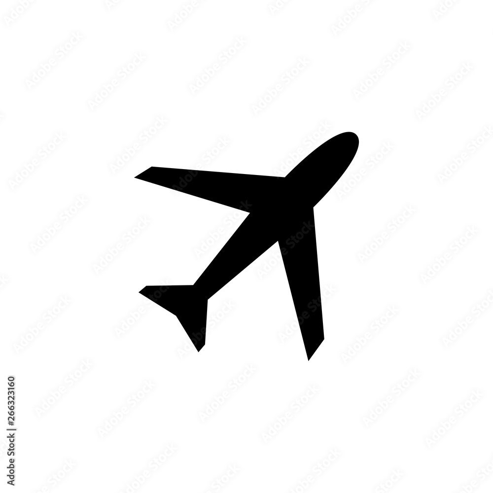Airplane Icon In Flat Style Vector For App, UI, Websites. Black Icon Vector Illustration. Airplane Icon In Flat Style Vector For App, UI, Websites. Black Icon Vector Illustration.