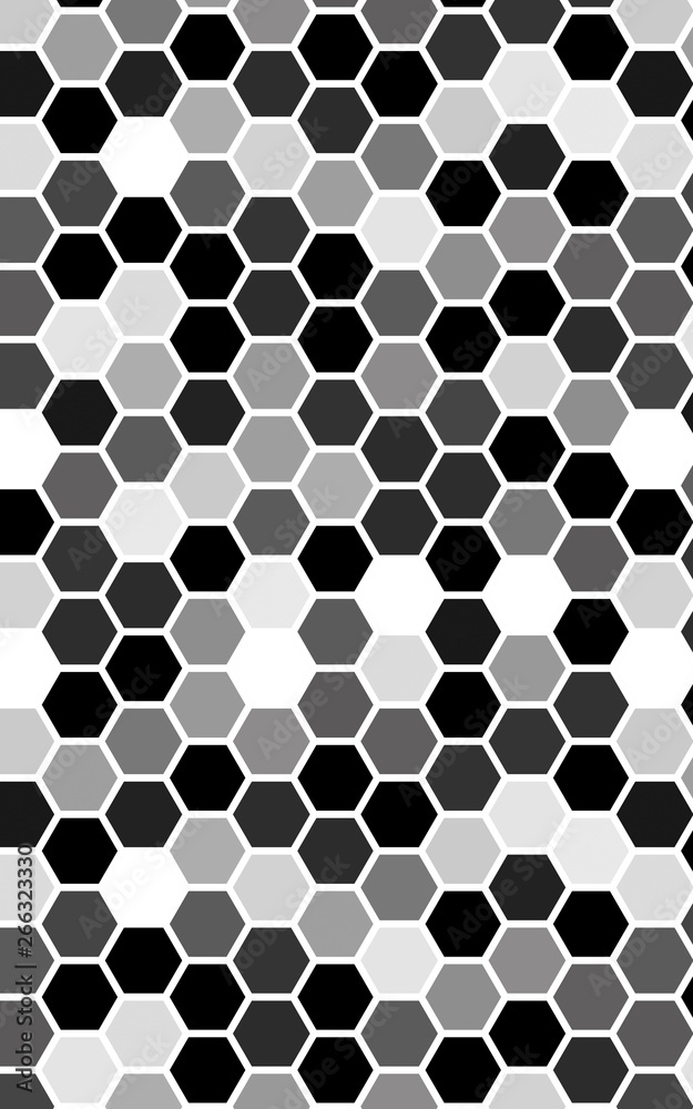White honeycomb with a gradient color. Isometric geometry. 3D illustration White honeycomb with a gradient color. Isometric geometry. 3D illustration