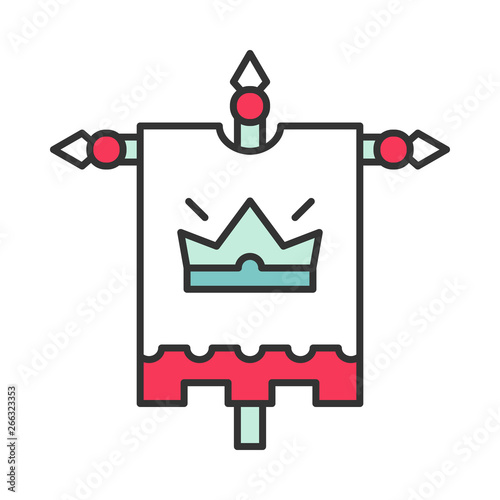 Medieval king flag color icon