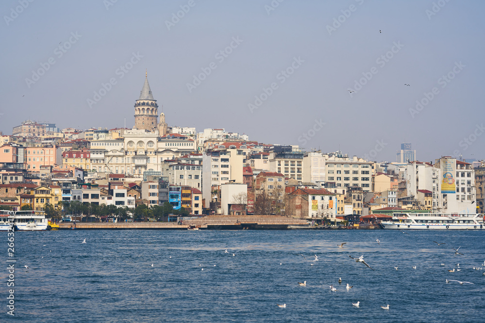 Naklejka premium Istanbul skyline and Bosphorus view from Turkey