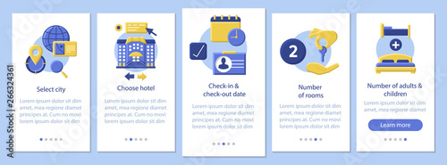 Trip planning onboarding mobile app page screen vector template